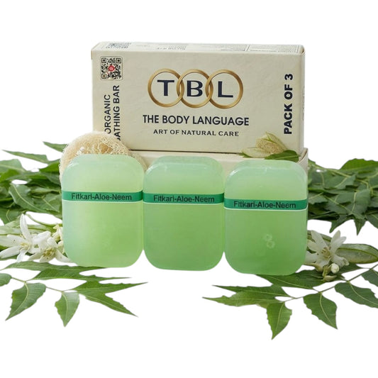 The Fitkari (Alum) Aloe Neem Bathing Bar Pack Of 3